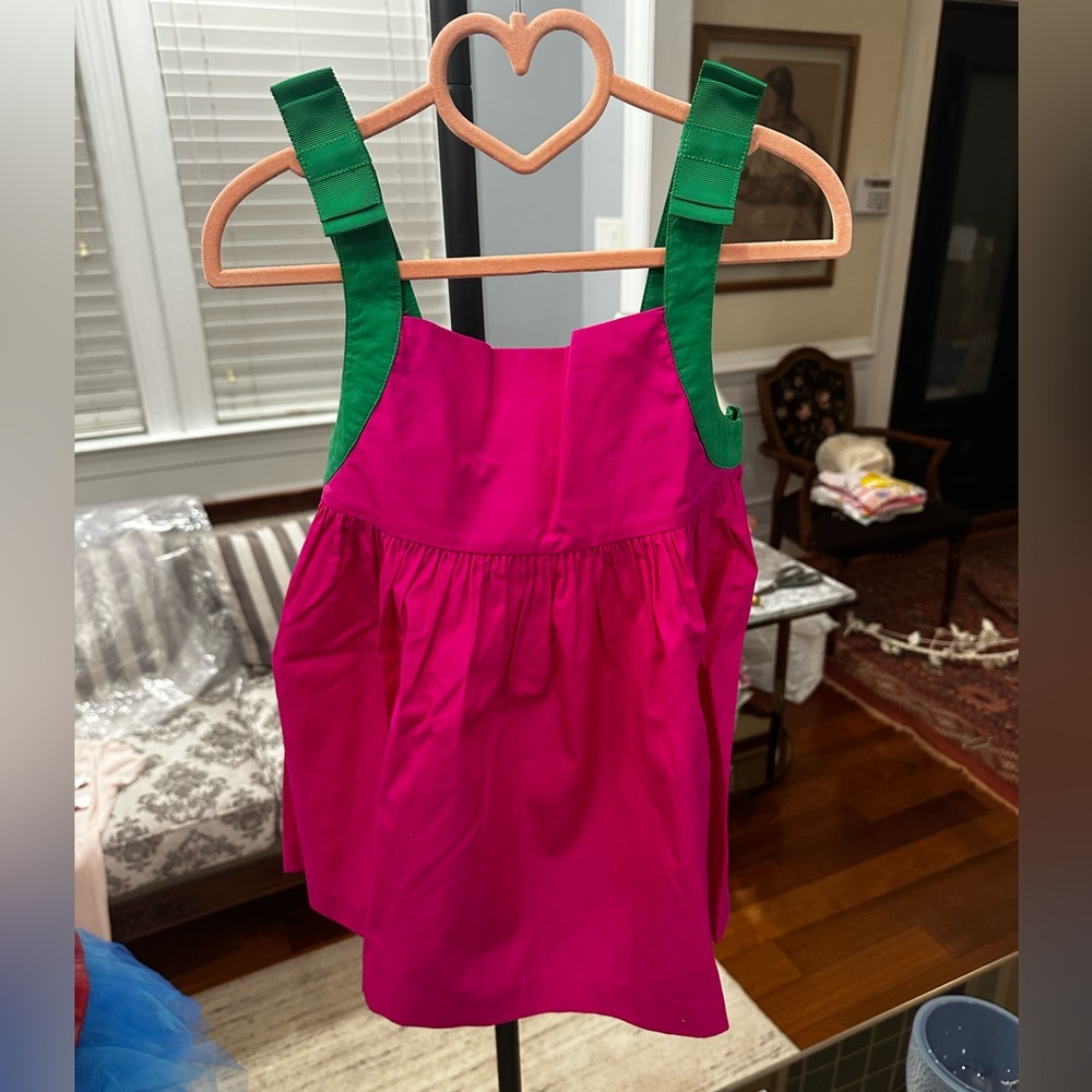 Jacadi Pink Dress with Green Accents for Girls - Size: 8 years